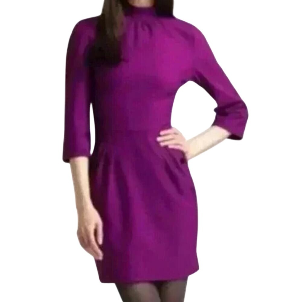 Zac Posen Z Spoke Plum Mock Neck Jersey Knit Dress Size S